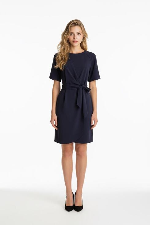 Tahari Dresses & Skirts - Tahari Plus Size Side-Tie Front -Belted Navy Blue Classy Sexy Dress 16W,